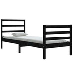 Bed Frame without Mattress Black Solid Wood Pine 90x190 cm