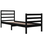 Bed Frame without Mattress Black Solid Wood Pine 90x190 cm