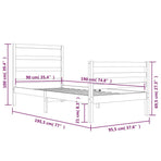 Bed Frame without Mattress Black Solid Wood Pine 90x190 cm