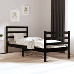 Bed Frame without Mattress Black Solid Wood Pine 90x190 cm
