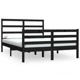 Bed Frame without Mattress Black Solid Wood Pine 150x200 cm - Front View