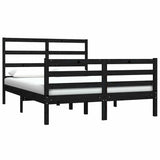 Bed Frame without Mattress Black Solid Wood Pine 150x200 cm