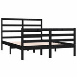 Bed Frame without Mattress Black Solid Wood Pine 150x200 cm
