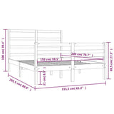 Bed Frame without Mattress Black Solid Wood Pine 150x200 cm - Rear View