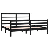 Bed Frame without Mattress Black Solid Wood Pine 183x203 cm King