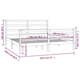 Bed Frame without Mattress Black Solid Wood Pine 183x203 cm King