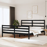 Bed Frame without Mattress Black Solid Wood Pine 183x203 cm King