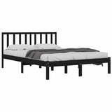 Bed Frame without Mattress Black Solid Wood Pine 135x190 cm - Side View