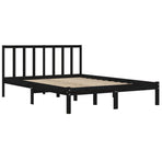 Bed Frame without Mattress Black Solid Wood Pine 150x200 cm