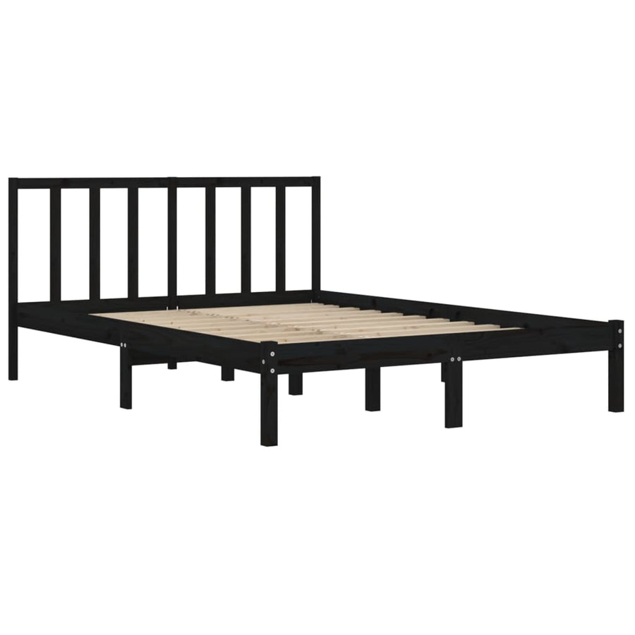 Bed Frame without Mattress Black Solid Wood Pine 150x200 cm