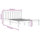 Bed Frame without Mattress Black Solid Wood Pine 150x200 cm