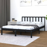 Bed Frame without Mattress Black Solid Wood Pine 150x200 cm