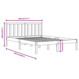 Bed Frame without Mattress Black Solid Wood Pine 183x203 cm King - Rear View