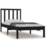 Bed Frame without Mattress Black Solid Wood Pine 90x190 cm - Front View