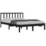 Bed Frame without Mattress Black Solid Wood Pine 135x190 cm - Side View