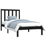 Bed Frame without Mattress Black Solid Wood Pine 90x190 cm