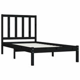 Bed Frame without Mattress Black Solid Wood Pine 90x190 cm