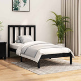 Bed Frame without Mattress Black Solid Wood Pine 90x190 cm