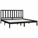 Bed Frame without Mattress Black Solid Wood Pine 183x203 cm King - Top-Down View