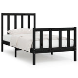 Bed Frame without Mattress Black 90x190 cm Solid Wood - Front View