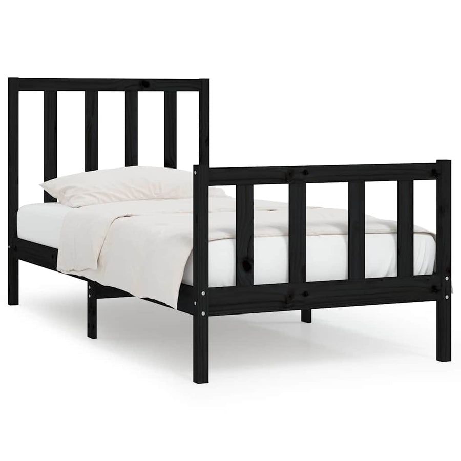 Bed Frame without Mattress Black 90x190 cm Solid Wood