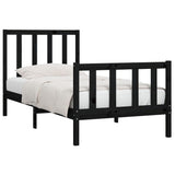 Bed Frame without Mattress Black 90x190 cm Solid Wood - Side View