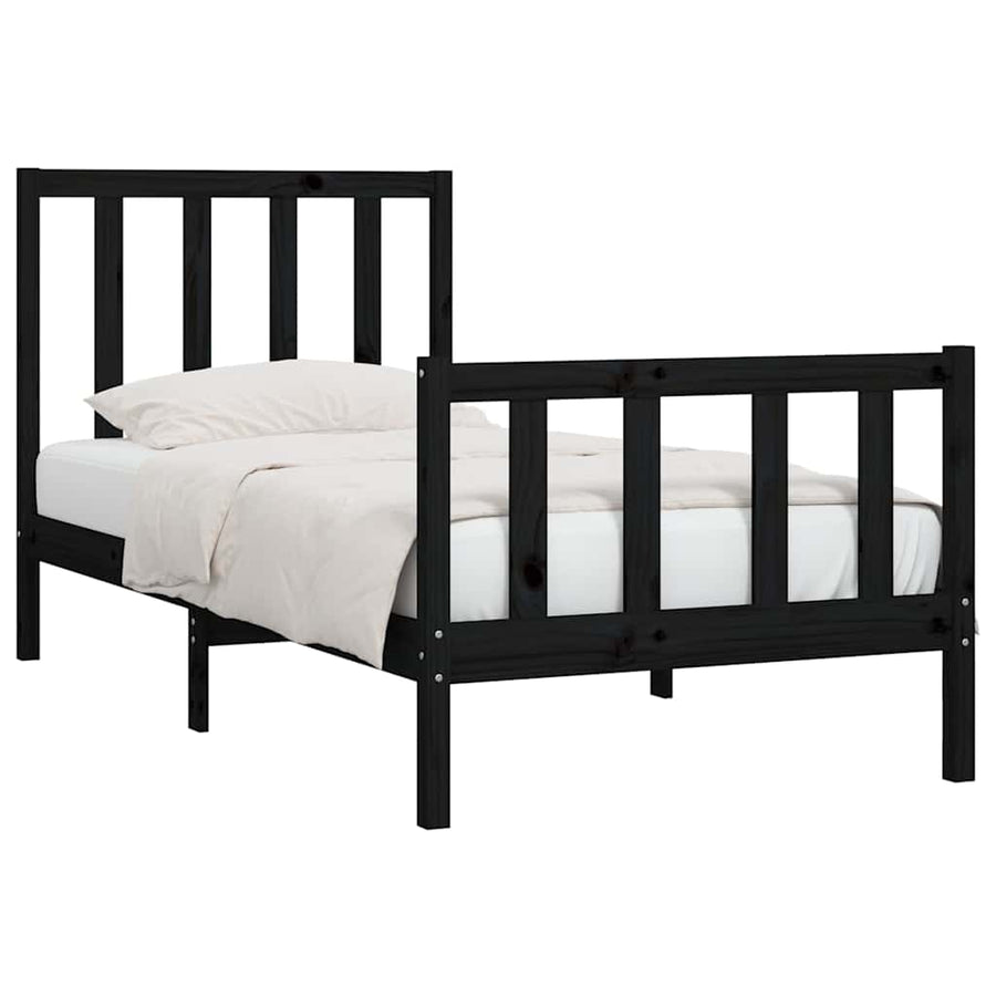 Bed Frame without Mattress Black 90x190 cm Solid Wood