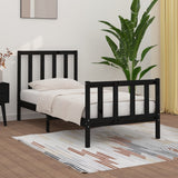 Bed Frame without Mattress Black 90x190 cm Solid Wood