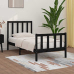 Bed Frame without Mattress Black 90x190 cm Solid Wood