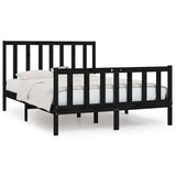 Bed Frame without Mattress Black 135x190 cm Solid Wood - Front View