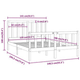 Bed Frame without Mattress Black 135x190 cm Solid Wood