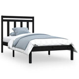 Bed Frame without Mattress Black 90x190 cm Solid Wood - Front View