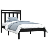Bed Frame without Mattress Black 90x190 cm Solid Wood - Side View