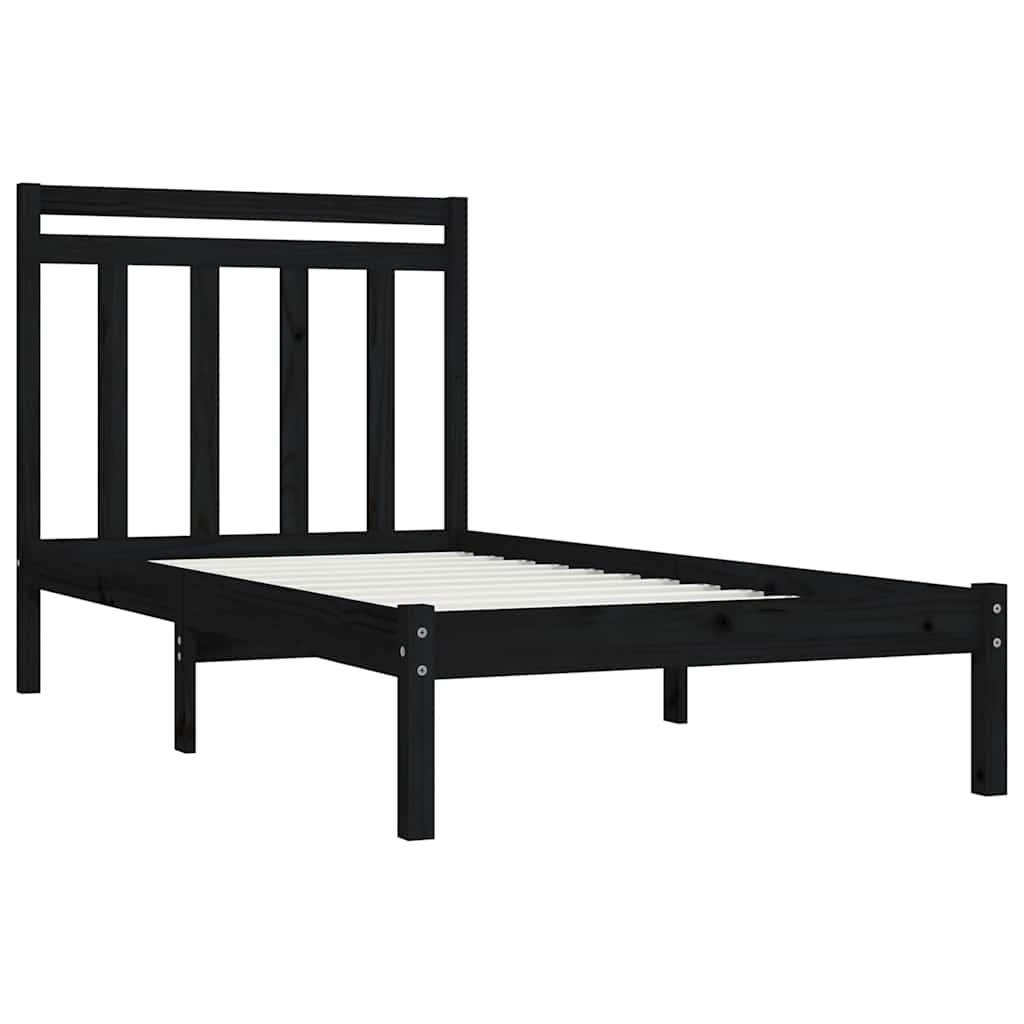 Bed Frame without Mattress Black 90x190 cm Solid Wood