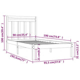 Bed Frame without Mattress Black 90x190 cm Solid Wood