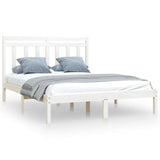 Bed Frame without Mattress White 135x190 cm Solid Wood