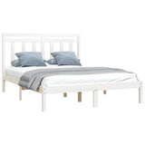 Bed Frame without Mattress White 135x190 cm Solid Wood - Side View