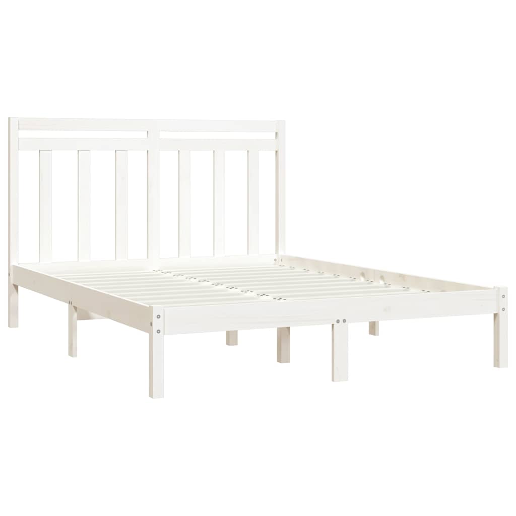Bed Frame without Mattress White 135x190 cm Solid Wood