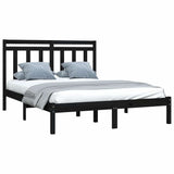Bed Frame without Mattress Black 135x190 cm Solid Wood