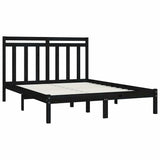 Bed Frame without Mattress Black 135x190 cm Solid Wood