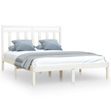 Bed Frame without Mattress White 150x200 cm Solid Wood - Front View