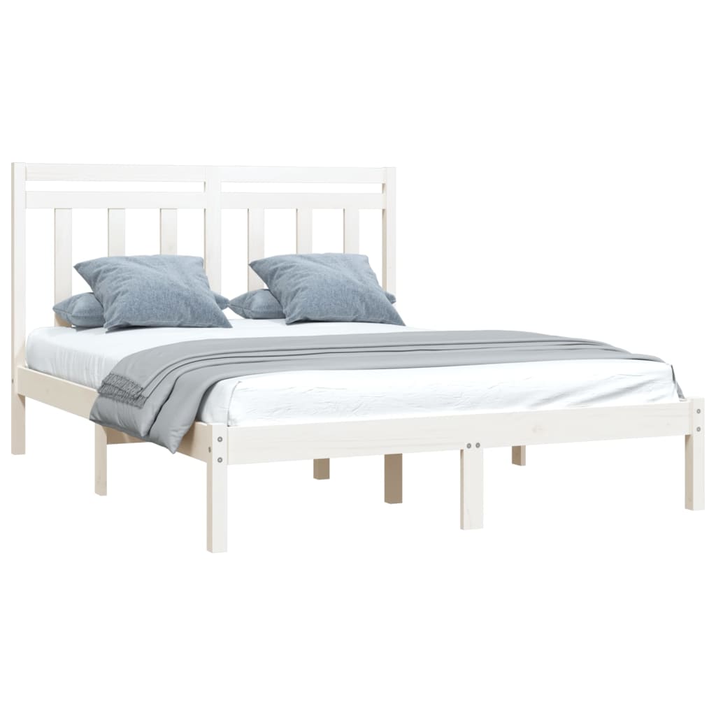 Bed Frame without Mattress White 150x200 cm Solid Wood