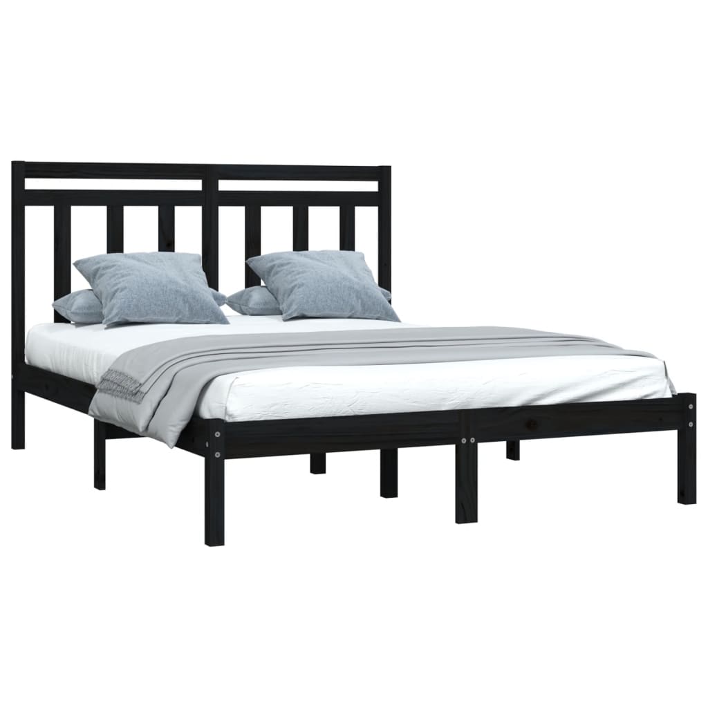 Bed Frame without Mattress Black 150x200 cm Solid Wood