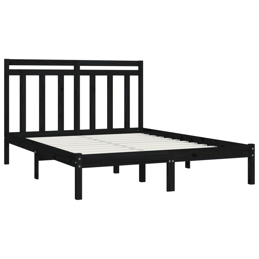 Bed Frame without Mattress Black 150x200 cm Solid Wood