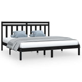 Bed Frame without Mattress Black 183x203 cm King Solid Wood - Front View