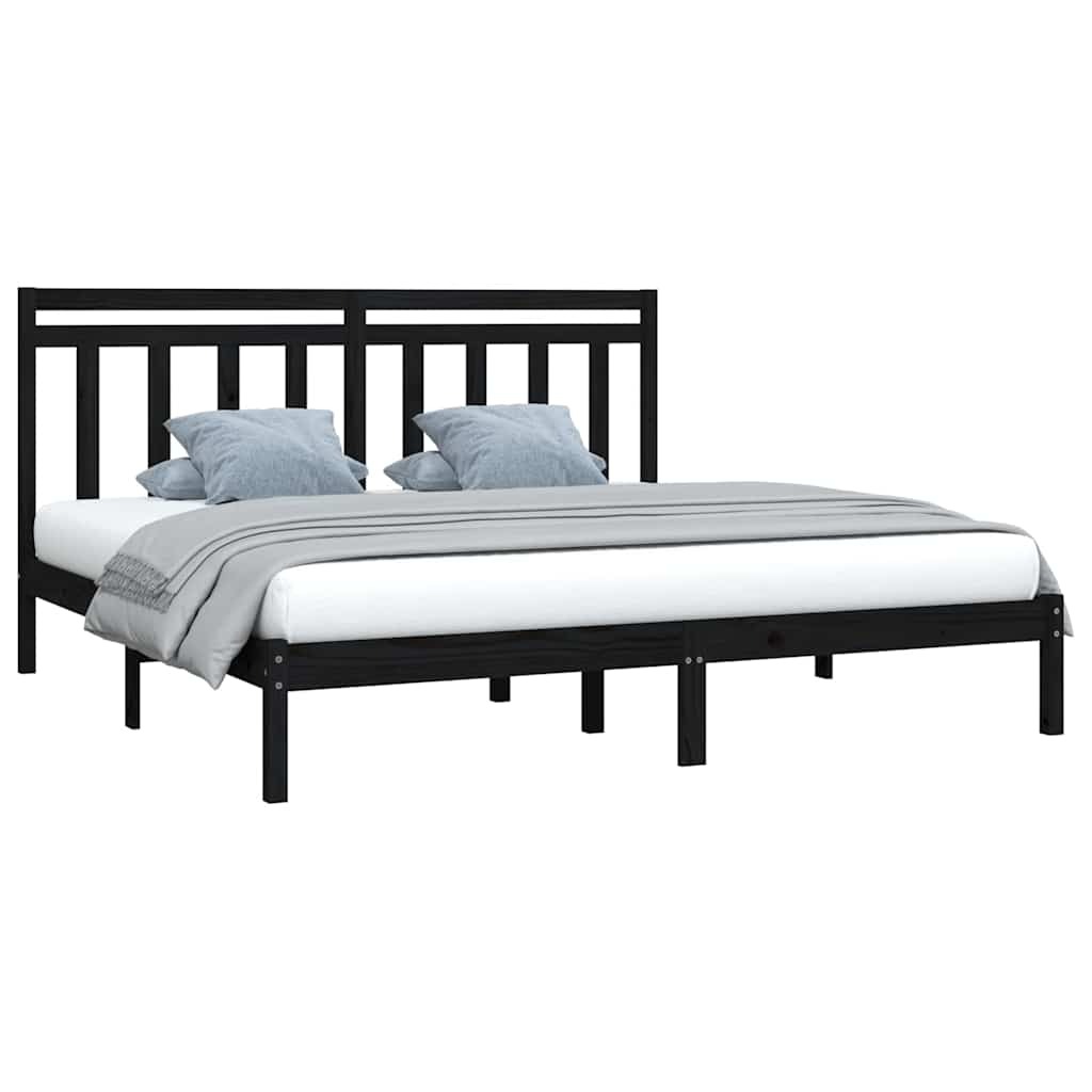Bed Frame without Mattress Black 183x203 cm King Solid Wood
