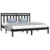 Bed Frame without Mattress Black 183x203 cm King Solid Wood - Side View