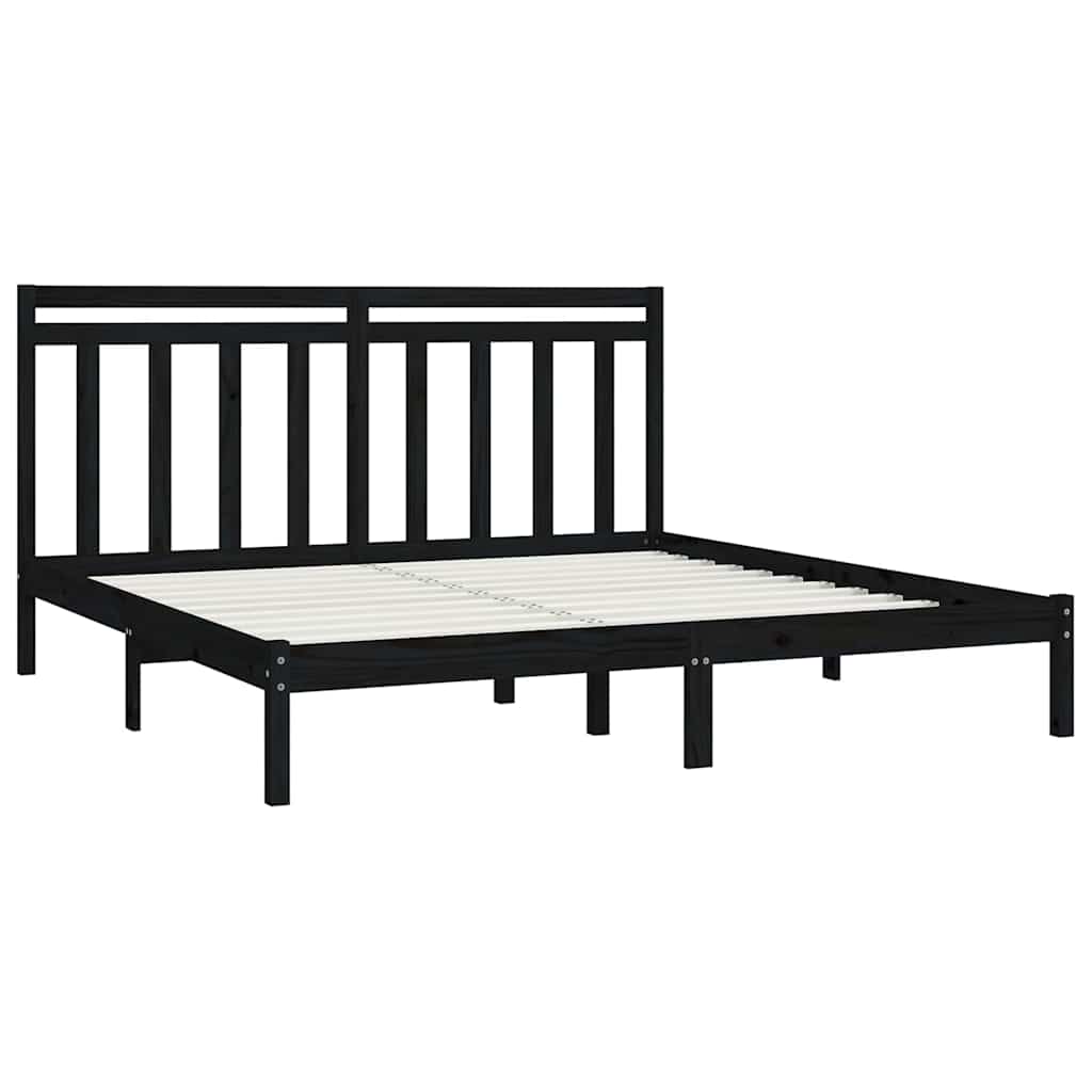 Bed Frame without Mattress Black 183x203 cm King Solid Wood