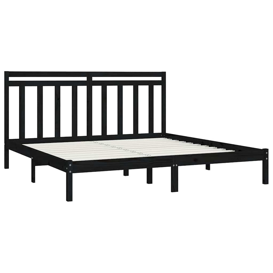 Bed Frame without Mattress Black 183x203 cm King Solid Wood