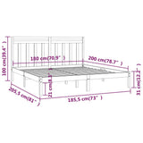 Bed Frame without Mattress Black 183x203 cm King Solid Wood - Rear View